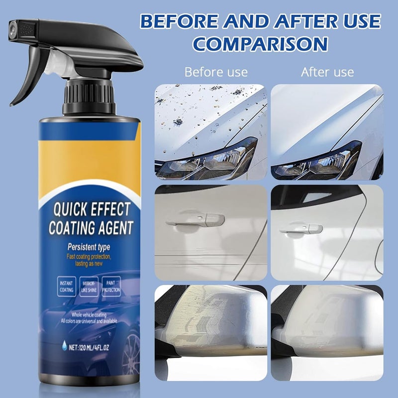 TABOUNTS 2PCS Car Coating Spray,Quick Effect Coating Agent for Car –Fast-Acting Car Coating Spray, Scratch Wax Polish & Waterless Wash,For Vehicle Exterior Care & Paint Protection(Sponge & Cloth) - Image 3